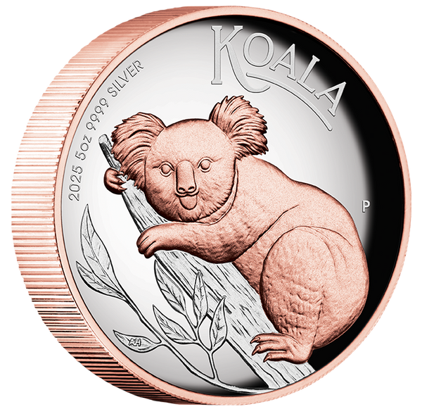 2025 Australian Koala 5oz Silver Proof High Relief Pink Gilded Coin