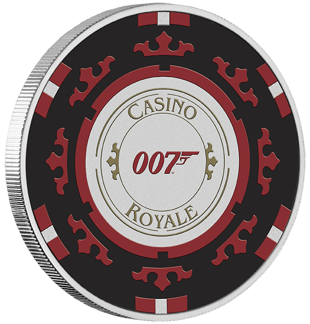 2023 James Bond Casino Royale Casino Chip 1oz Silver Coloured Coin in