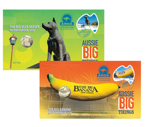 2023 ANDA Sydney Money Expo Aussie Big Things Big Banana & Big Blue Heeler PNC Set (Exclusive Colour)