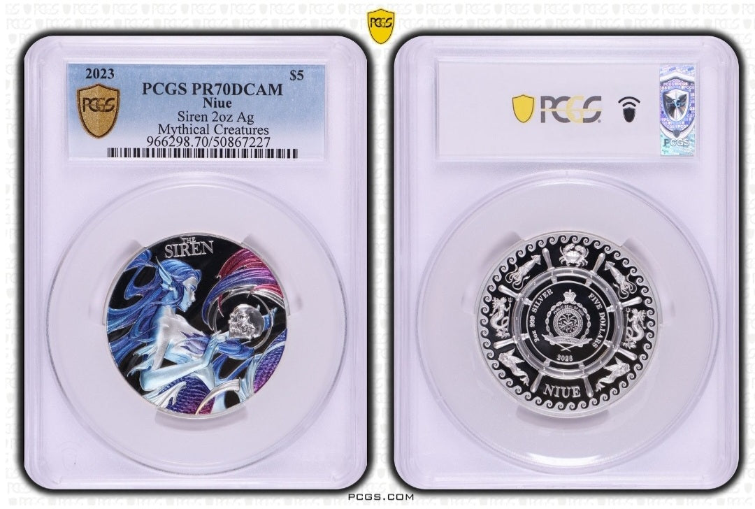 2023 Mythical Creatures 'Siren' 2oz Silver $5 Coloured Proof Coin