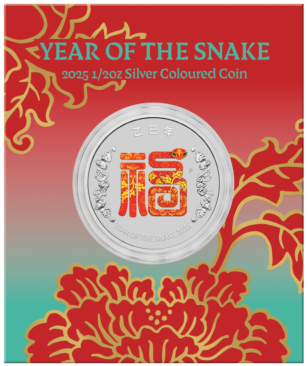 2025 Year of the Snake “Fu” Prosperity 1/2oz Silver Coloured Coin in C