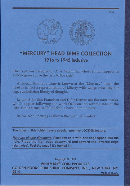 Whitmans - Mercury Dime (1916-1945) - Blue Album