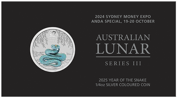 2025 Year of the Snake 1/4oz Silver Coloured Coin - Sydney Money Expo