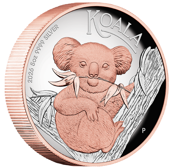 2026 Australian Koala 5oz Silver Proof High Relief Pink Gilded Coin