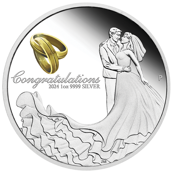 2024 Wedding Gold Gilded Silver 1oz Proof Coin