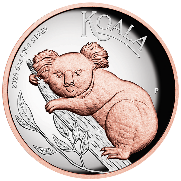 2025 Australian Koala 5oz Silver Proof High Relief Pink Gilded Coin