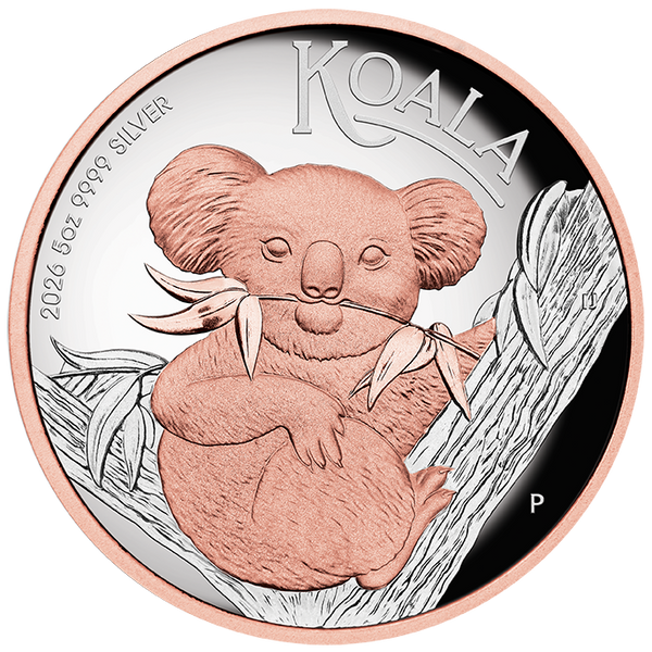 2026 Australian Koala 5oz Silver Proof High Relief Pink Gilded Coin