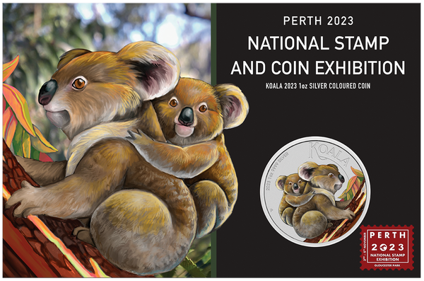 2023 Perth National Stamp and Coin Exhibition Koala 1oz Silver Coloured Coin