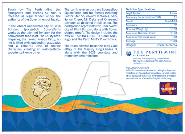 2025 SpongeBob & Friends $1 Coloured Coin In Card
