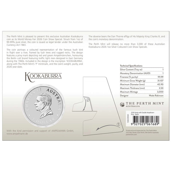 2026 World Money Fair 'Australian Kookaburra with Double Ampelmann Privy' 1oz Silver Coloured Coin