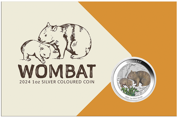 2024 Wombat 1oz Silver Coloured Coin in Card