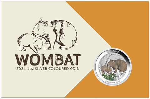 2024 Wombat 1oz Silver Coloured Coin in Card