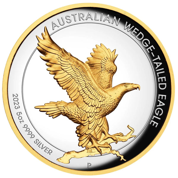 2023 Australian Wedge-tailed Eagle 5oz Silver Proof High Relief Gilded Coin
