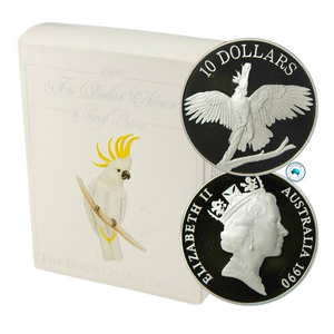 1990 Birds of Australia 'Cockatoo' $10 Silver Proof