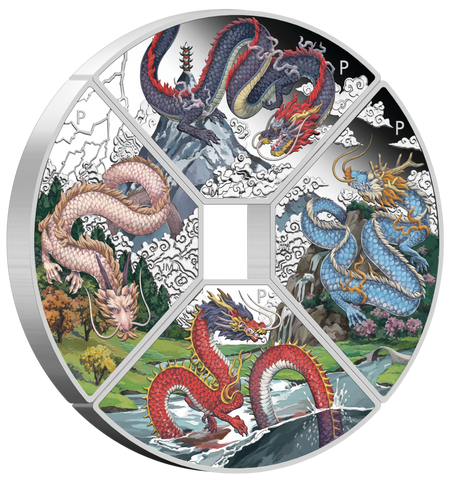 2024 Year of the Dragon Quadrant 1oz Silver Proof Four-Coin Set