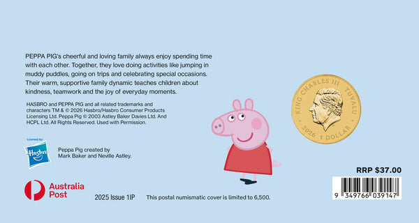 2026 Peppa Pig $1 Stamp & Coin Cover