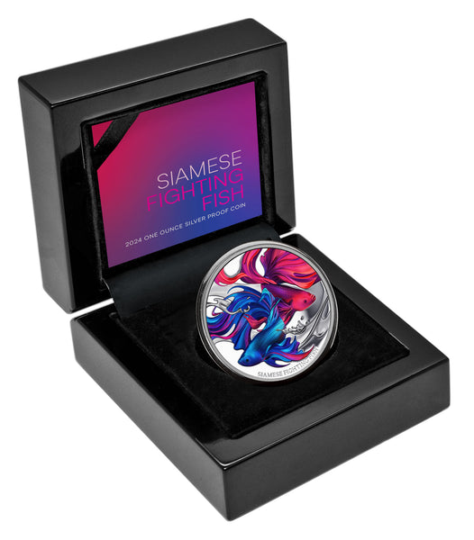 Siamese Fighting Fish 2024 $1 1oz Silver Proof Coin