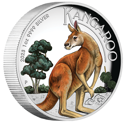 2023 Australian Kangaroo $1 Coloured 1oz Silver Proof High Relief Coin