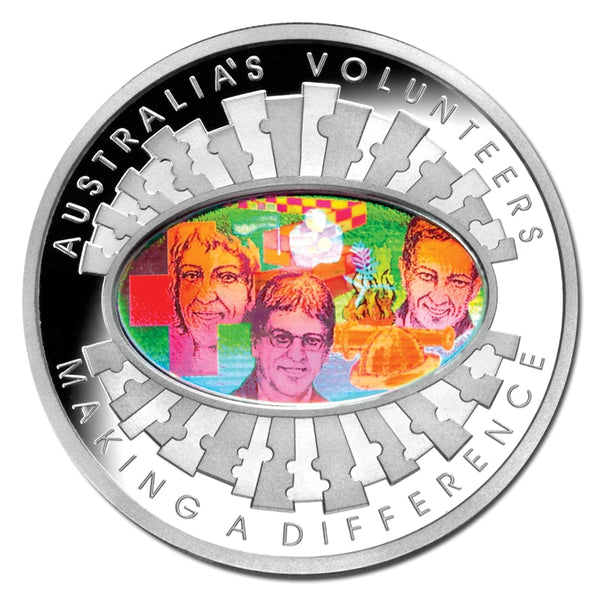 Australia 2003 $5 1oz Coloured Silver Proof Coin – Volunteers Hologram Finale
