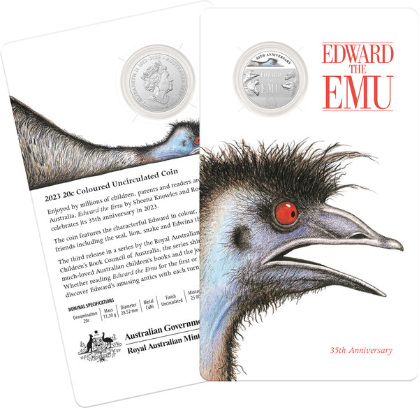 2023 Edward the Emu 35th Anniversary 20c CuNi Coloured Uncirculated Coin