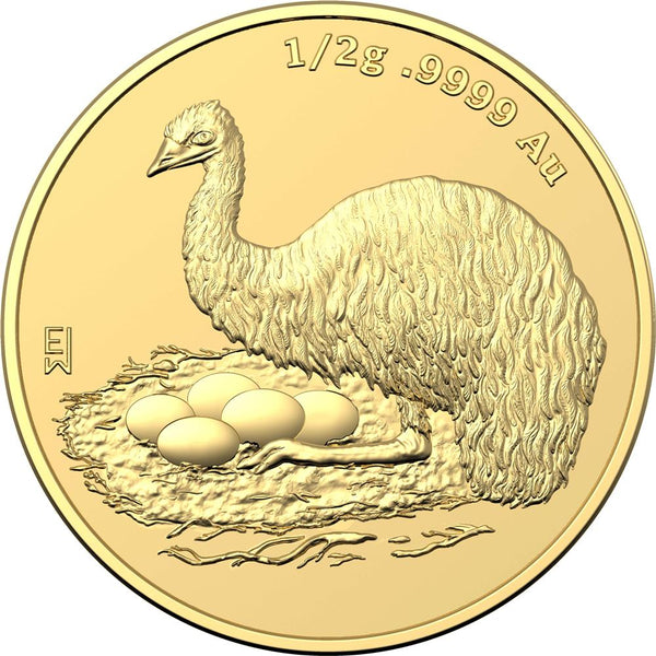 2023 Miniature Emu 0.5g $5 Gold Frosted Uncirculated Coin