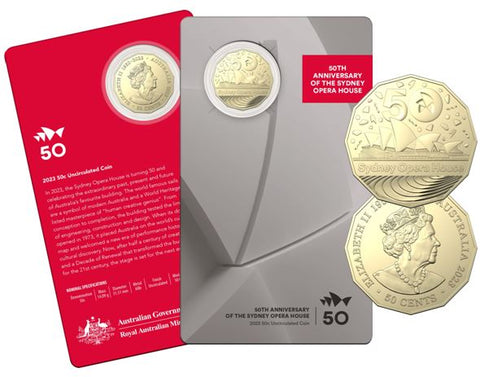 2023 Sydney Opera House 50c Uncirculated Coin on Card