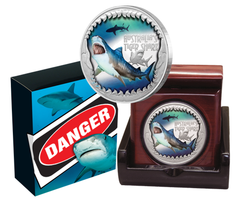 2023 Deadly & Dangerous Tiger Shark 1oz Silver Proof Coin