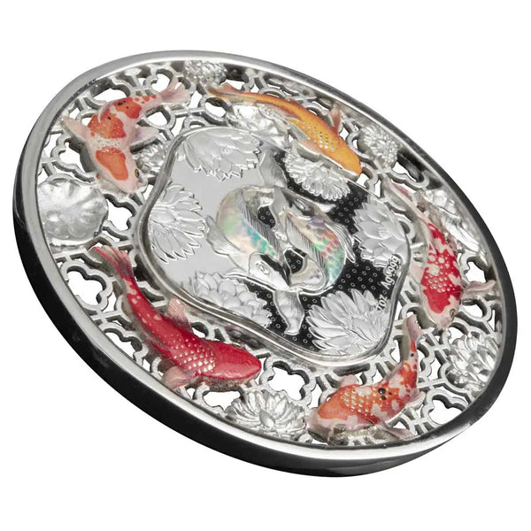 2023 Koi Fish Filigree $5 2oz Silver Prooflike Coin