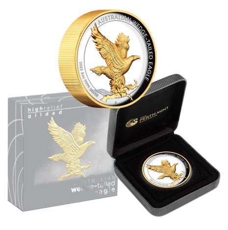 2023 Australian Wedge-tailed Eagle 5oz Silver Proof High Relief Gilded Coin
