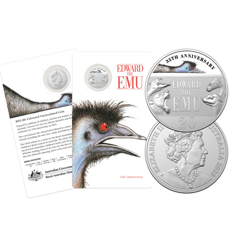 2023 Edward the Emu 35th Anniversary 20c CuNi Coloured Uncirculated Coin