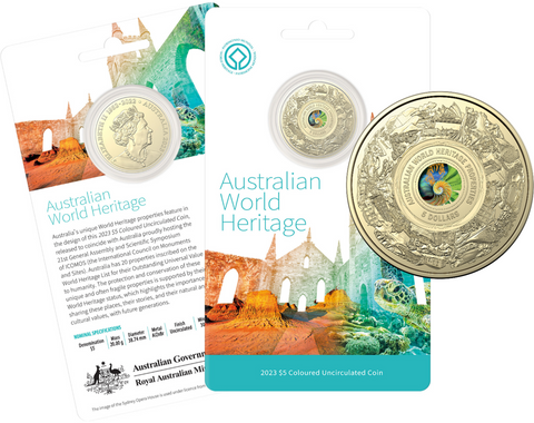 2023 Australian World Heritage $5 Frosted Uncirculated Coin on Card