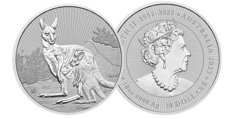 2023 Mother and Baby Kangaroo 2oz Silver Piedfort Bullion Coins in Capsule