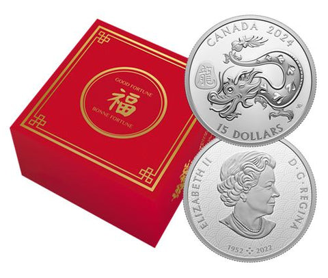 2024 Canadian Mint 'Lunar Year of the Dragon' 1oz Silver Proof Coin