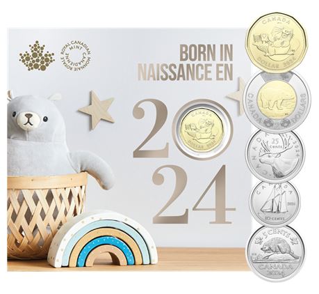 2024 Canadian Mint Baby Gift Card 5 Coin Set - Featuring Exclusive $1 Coin