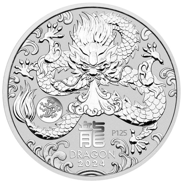 2024 Year of the Dragon with Dragon Privy 1oz Silver Bullion Coin