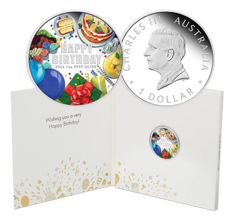 2024 Happy Birthday Silver 1oz Proof Coloured Coin