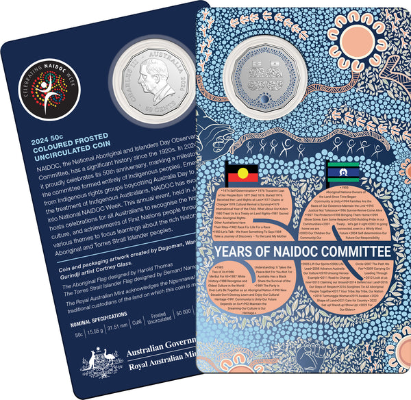 2024 NAIDOC Committee 50th Anniversary Coloured 50c Coin