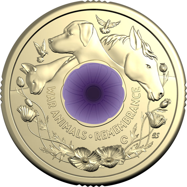 2024 Remembrance Day 'Purple Poppy' $2 'C' Mintmark Coin plus 2023 AFL $1 Coin Set