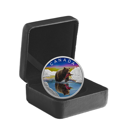 2024 Royal Canadian Mint - Wildlife Reflections: Grizzly Bear 1oz Silver Proof Coloured Coin