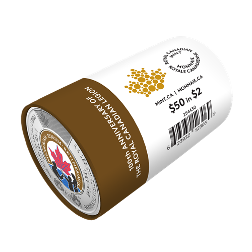 2026 The Royal Canadian Legion 100th Anniversary Commemorative $2 Colourised Special Wrap Roll