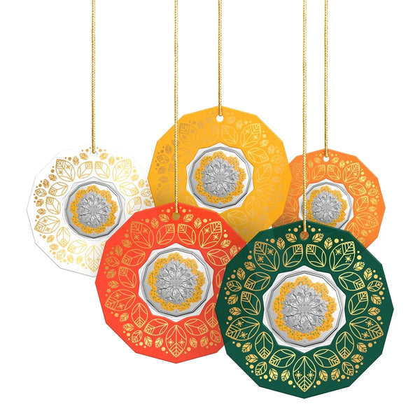 2024 Christmas Decoration 'Festive Florals' 50c Coloured UNC Coin