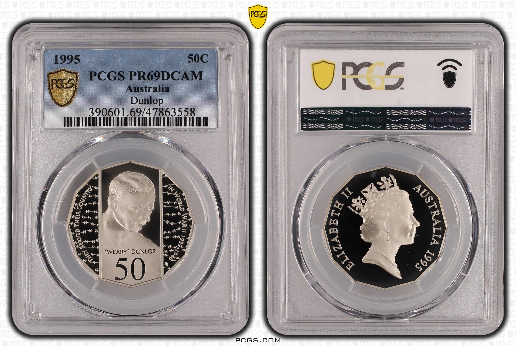1995 Weary Dunlop 50c Proof PR69DCAM