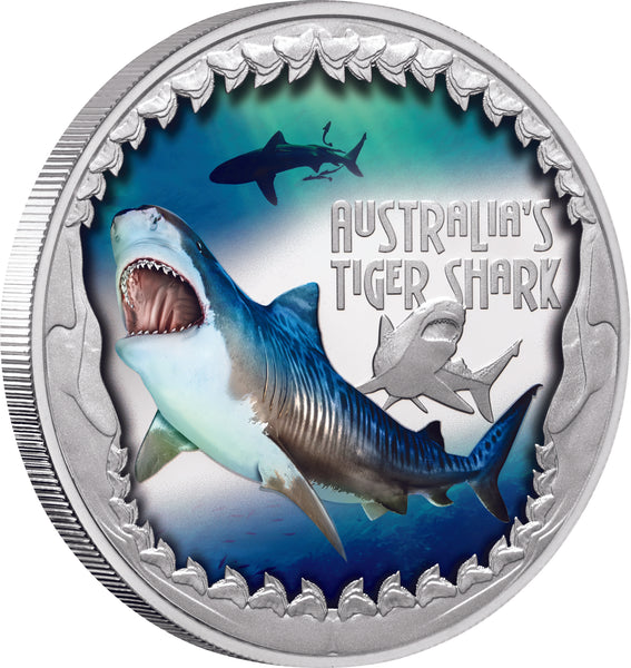 2023 Deadly & Dangerous Tiger Shark 1oz Silver Proof Coin