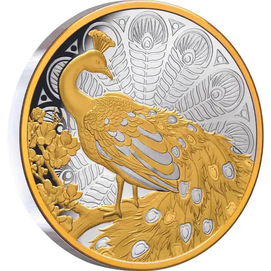 2024 Peacock $1 Gold-Plated 1oz Silver Proof Coin