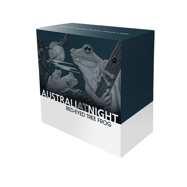 2024 Australia at Night 'Red-Eyed Tree Frog' $1 1oz Silver Black Proof Coin