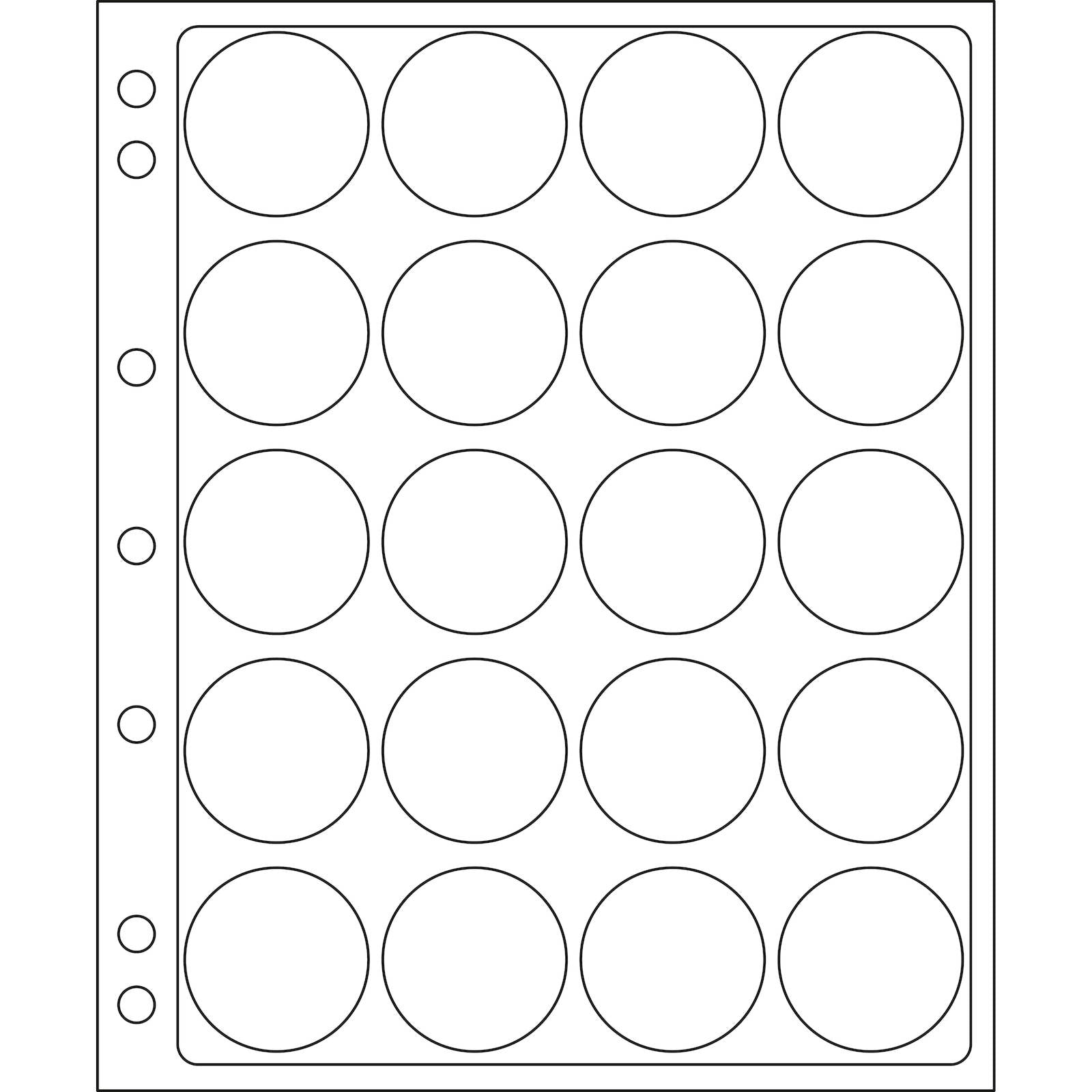 Plastic Sheets ENCAP, Clear Pockets for 20 Coins with a diameter between 39 and 41mm