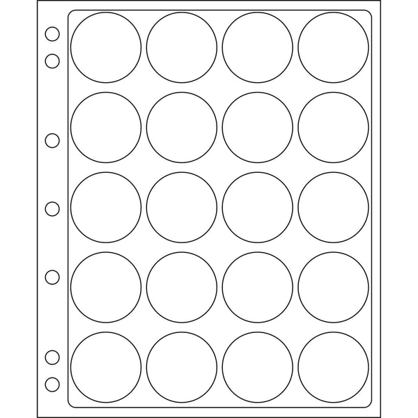 Plastic Sheets ENCAP, Clear Pockets for 20 Coins with a diameter between 39 and 41mm