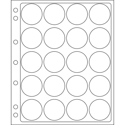 Plastic Sheets ENCAP, Clear Pockets for 20 Coins with a diameter between 39 and 41mm
