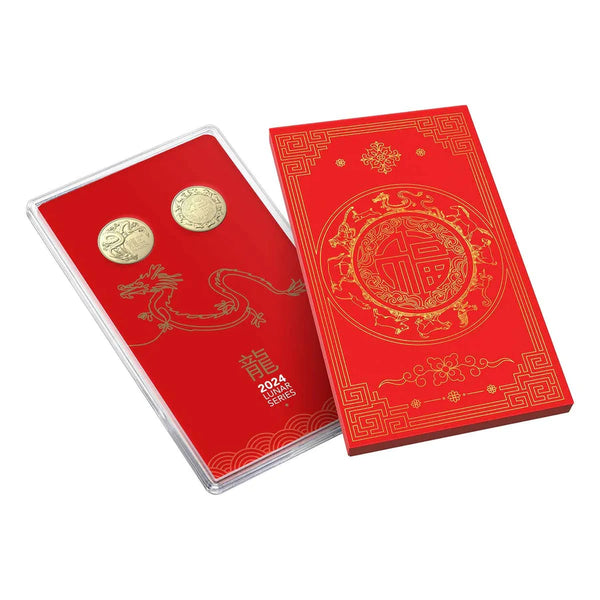 2024 Lunar Year of the Dragon 2 Coin $1 Set UNC
