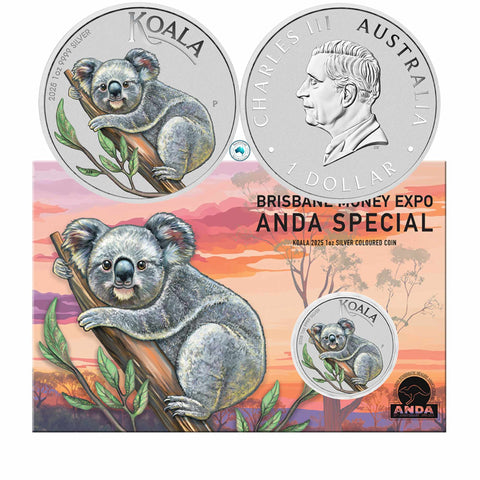 2025 Brisbane Money Expo Koala' 1oz Silver Coloured Coin on Card